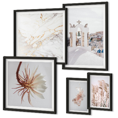 Ensemble de 5 tableaux Architecture et nature aux vues élégantes