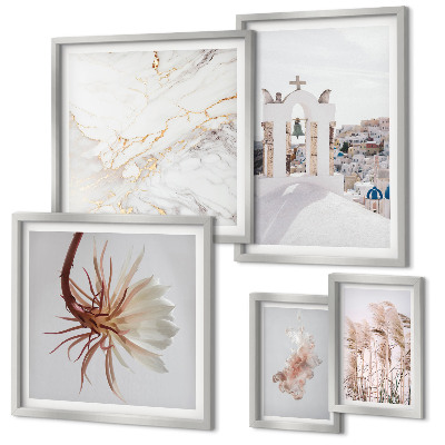 Ensemble de 5 tableaux Architecture et nature aux vues élégantes