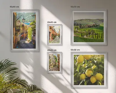 Lot de tableaux encadrés représentant des rues charmantes de paysages italiens