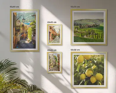 Lot de tableaux encadrés représentant des rues charmantes de paysages italiens