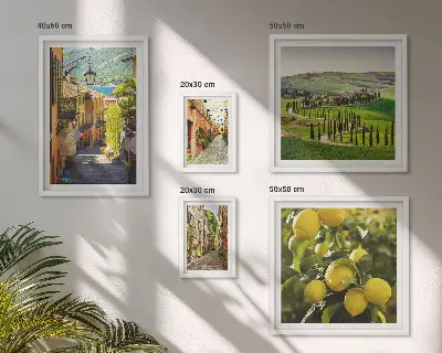 Lot de tableaux encadrés représentant des rues charmantes de paysages italiens