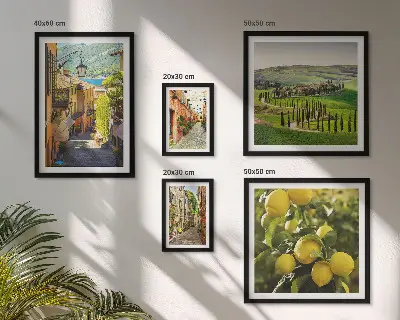 Lot de tableaux encadrés représentant des rues charmantes de paysages italiens