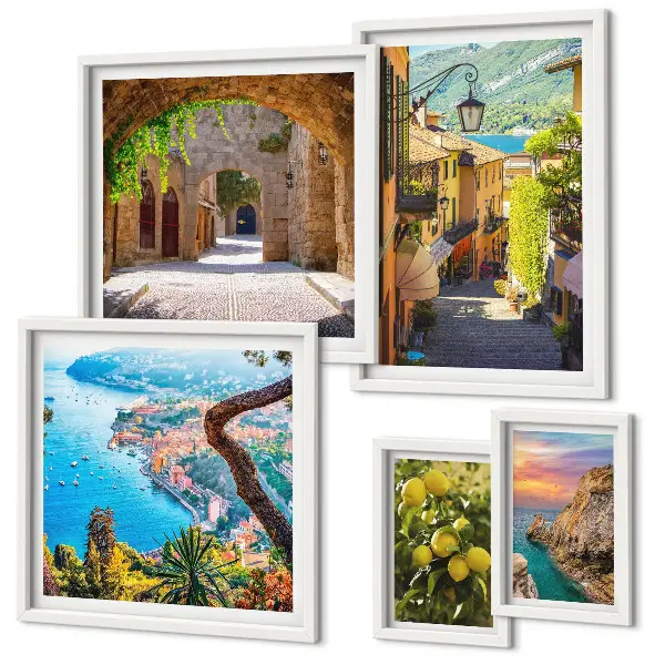 Vues charmantes sur la mer ensemble de 5 tableaux