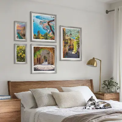Vues charmantes sur la mer ensemble de 5 tableaux