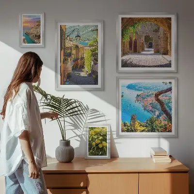 Vues charmantes sur la mer ensemble de 5 tableaux