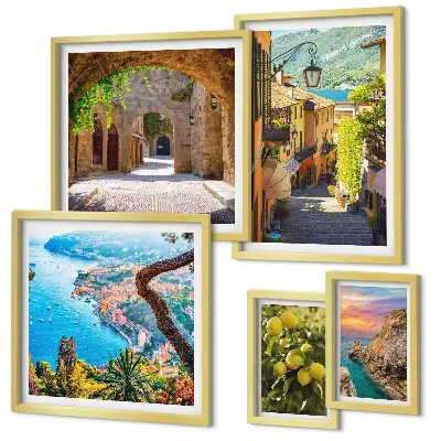 Vues charmantes sur la mer ensemble de 5 tableaux