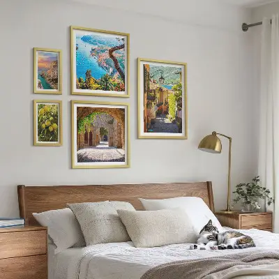 Vues charmantes sur la mer ensemble de 5 tableaux