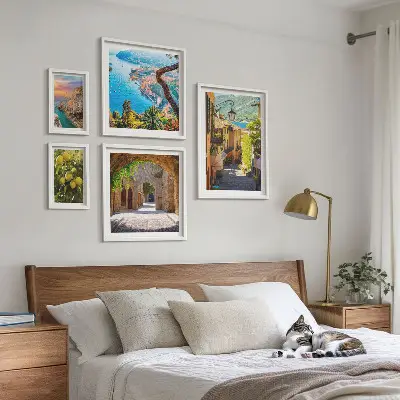 Vues charmantes sur la mer ensemble de 5 tableaux