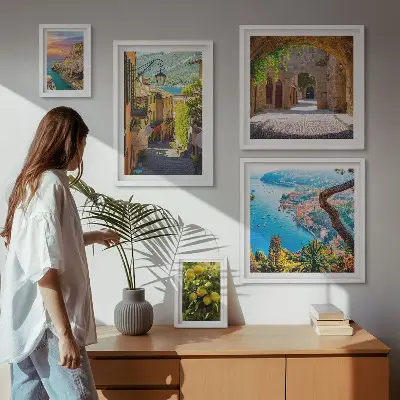Vues charmantes sur la mer ensemble de 5 tableaux