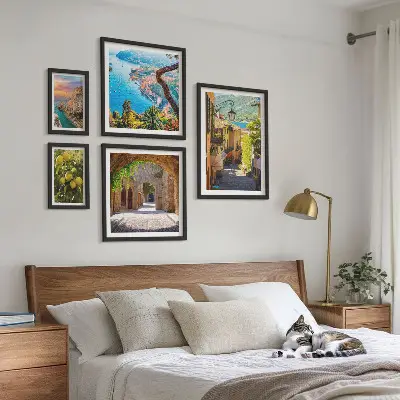 Vues charmantes sur la mer ensemble de 5 tableaux