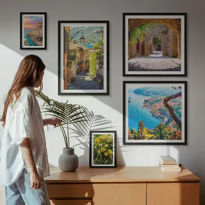 Vues charmantes sur la mer ensemble de 5 tableaux