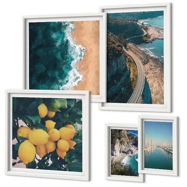 Tableau de décoration murale paysages de plage avec agrumes