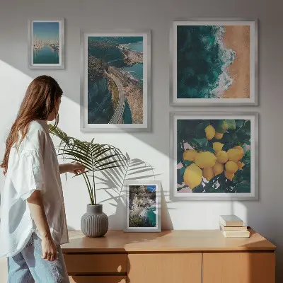 Tableau de décoration murale paysages de plage avec agrumes