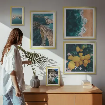 Tableau de décoration murale paysages de plage avec agrumes