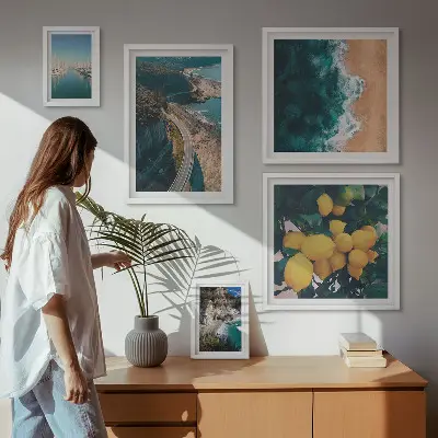 Tableau de décoration murale paysages de plage avec agrumes