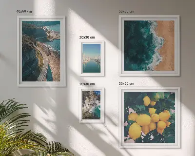 Tableau de décoration murale paysages de plage avec agrumes