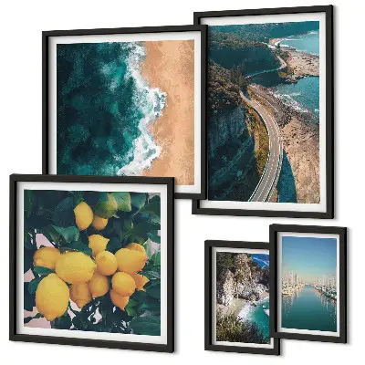 Tableau de décoration murale paysages de plage avec agrumes