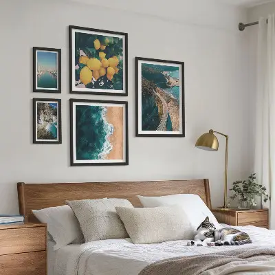 Tableau de décoration murale paysages de plage avec agrumes