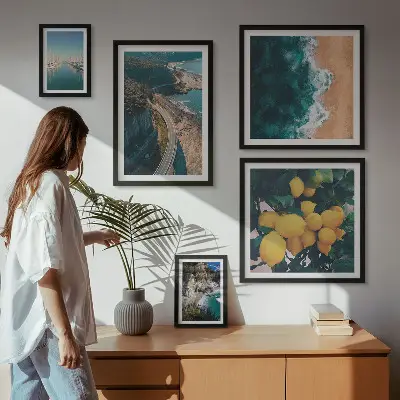 Tableau de décoration murale paysages de plage avec agrumes