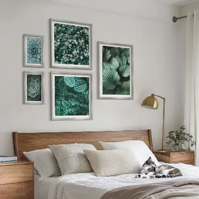 Lot de tableaux encadrés motifs de feuilles de plantes succulentes nature