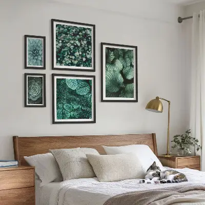 Lot de tableaux encadrés motifs de feuilles de plantes succulentes nature