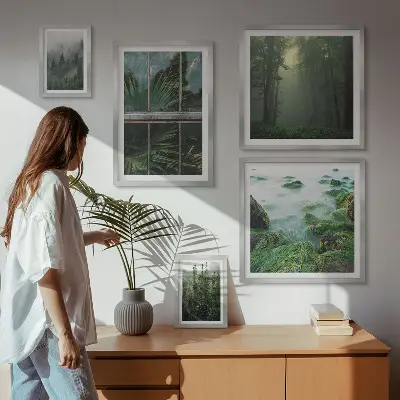 Tableau de décoration murale représentant des paysages verdoyants, des forêts et de la végétation