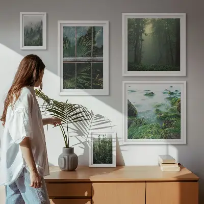 Tableau de décoration murale représentant des paysages verdoyants, des forêts et de la végétation
