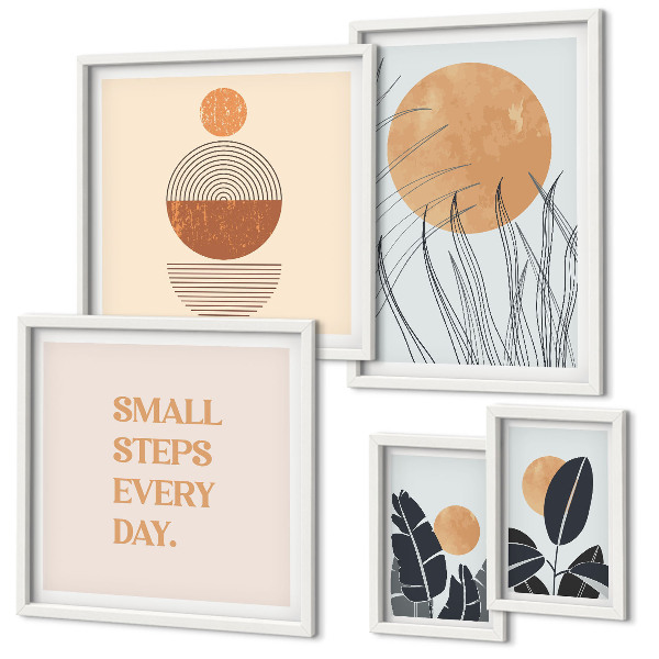 Lot de tableaux encadrés Slogans graphiques végétaux stylés
