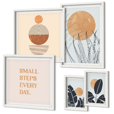Lot de tableaux encadrés Slogans graphiques végétaux stylés