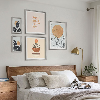 Lot de tableaux encadrés Slogans graphiques végétaux stylés