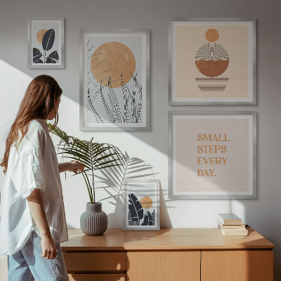 Lot de tableaux encadrés Slogans graphiques végétaux stylés