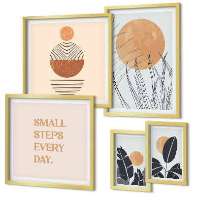 Lot de tableaux encadrés Slogans graphiques végétaux stylés