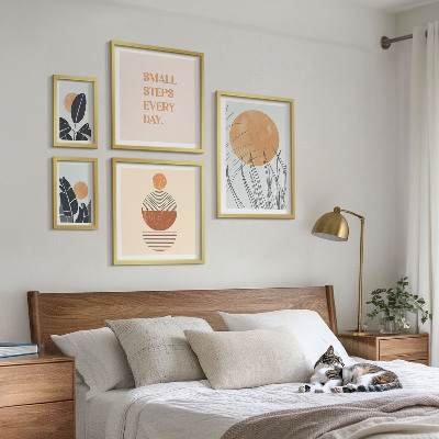 Lot de tableaux encadrés Slogans graphiques végétaux stylés