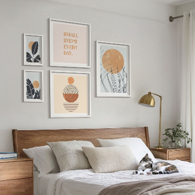 Lot de tableaux encadrés Slogans graphiques végétaux stylés