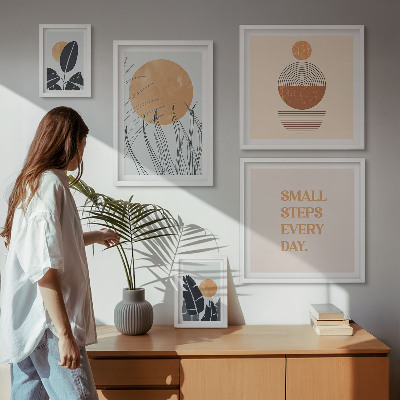 Lot de tableaux encadrés Slogans graphiques végétaux stylés