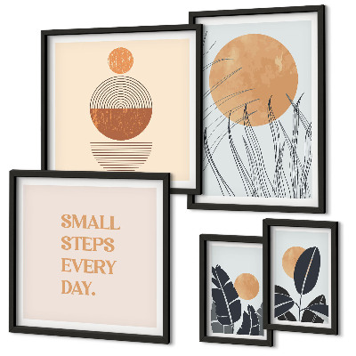 Lot de tableaux encadrés Slogans graphiques végétaux stylés