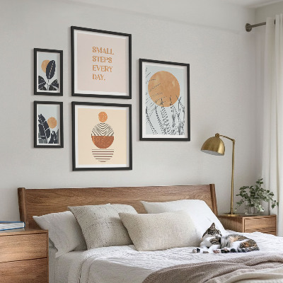 Lot de tableaux encadrés Slogans graphiques végétaux stylés