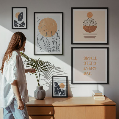 Lot de tableaux encadrés Slogans graphiques végétaux stylés