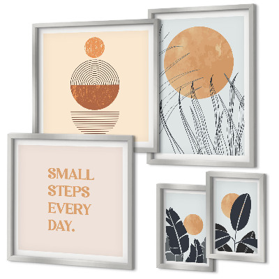 Lot de tableaux encadrés Slogans graphiques végétaux stylés