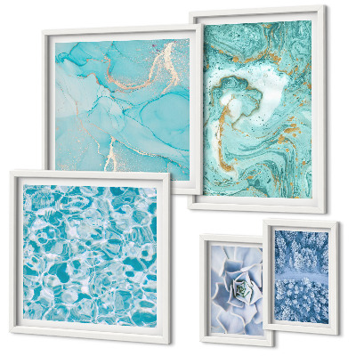 Ensemble de 5 tableaux Élégantes touches de bleu turquoise