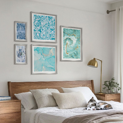 Ensemble de 5 tableaux Élégantes touches de bleu turquoise