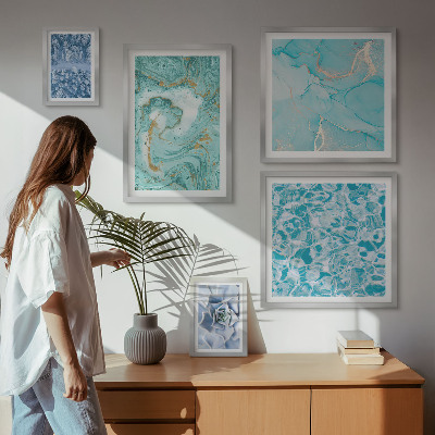 Ensemble de 5 tableaux Élégantes touches de bleu turquoise