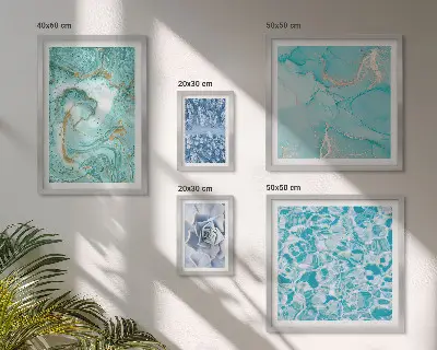 Ensemble de 5 tableaux aux élégantes touches de bleu turquoise