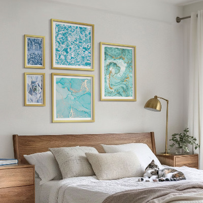 Ensemble de 5 tableaux Élégantes touches de bleu turquoise