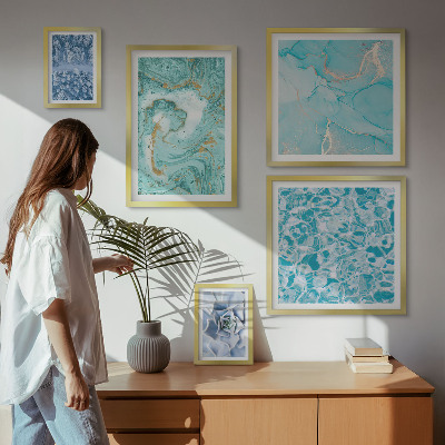 Ensemble de 5 tableaux Élégantes touches de bleu turquoise