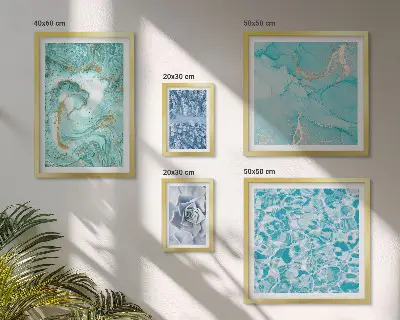 Ensemble de 5 tableaux aux élégantes touches de bleu turquoise