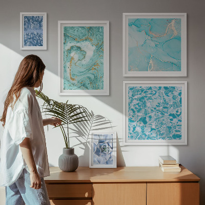 Ensemble de 5 tableaux Élégantes touches de bleu turquoise