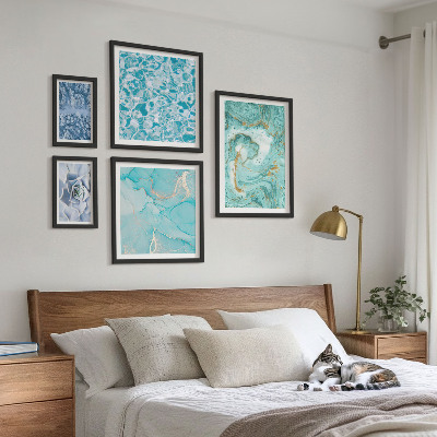 Ensemble de 5 tableaux Élégantes touches de bleu turquoise
