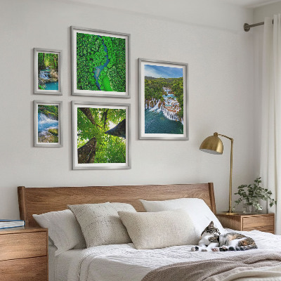 Ensemble de 5 tableaux Cascades paysages verdoyants