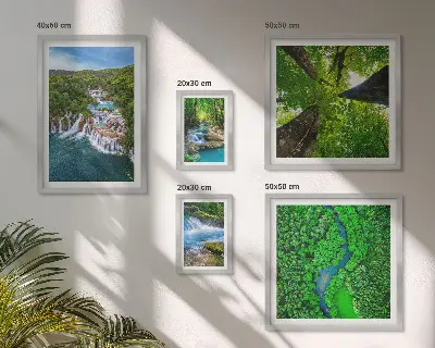 Ensemble de 5 tableaux cascades et paysages verdoyants